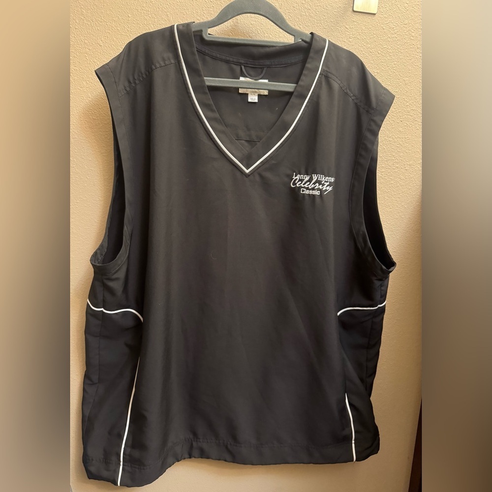 CUTTER AND BUCK WindTEC Black Pullover Waist Drawstring V-Neck Golf Vest SZ XL